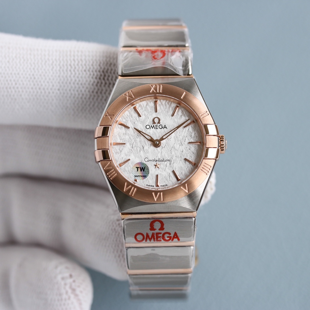 Omega Tw 28 mm quartz Original Mold Opening. 1 Movement 2quartz 3watch Strap Logo 18k 4watch Case ,waterproof 5 6 Air 7