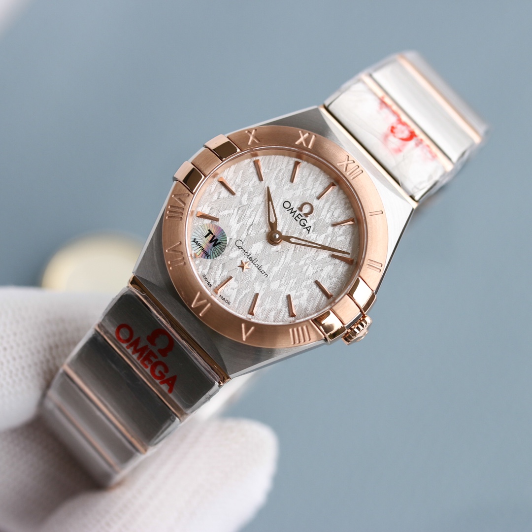 Omega Tw 28 mm quartz Original Mold Opening. 1 Movement 2quartz 3watch Strap Logo 18k 4watch Case ,waterproof 5 6 Air 7