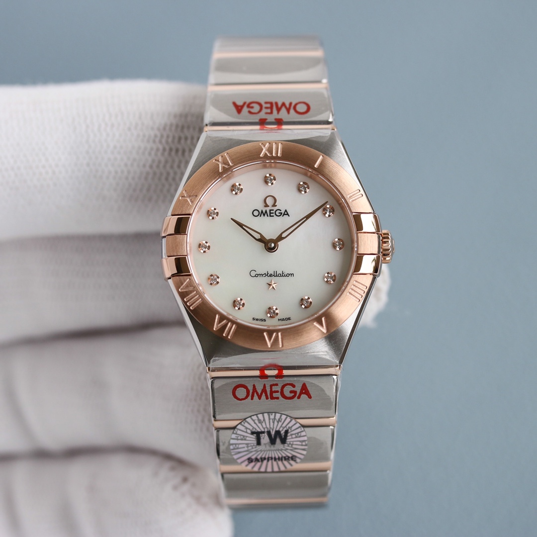 Omega Tw 28 mm quartz Original Mold Opening. 1 Movement 2quartz 3watch Strap Logo 18k 4watch Case ,waterproof 5 6 Air 7