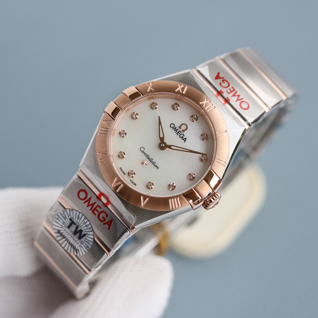 Omega Tw 28 mm quartz Original Mold Opening. 1 Movement 2quartz 3watch Strap Logo 18k 4watch Case ,waterproof 5 6 Air 7
