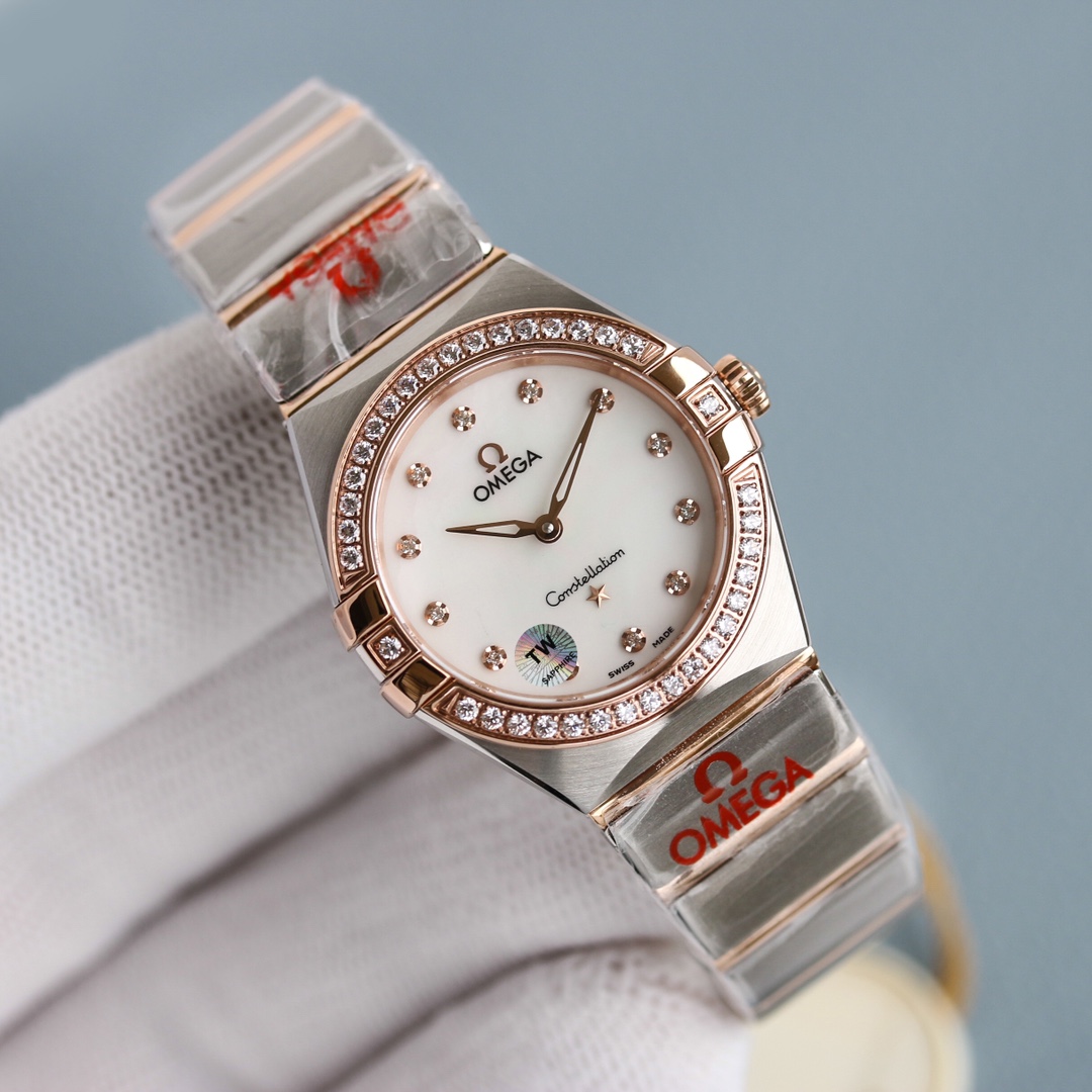 Omega Tw 28 mm quartz Original Mold Opening. 1 Movement 2quartz 3watch Strap Logo 18k 4watch Case ,waterproof 5 6 Air 7