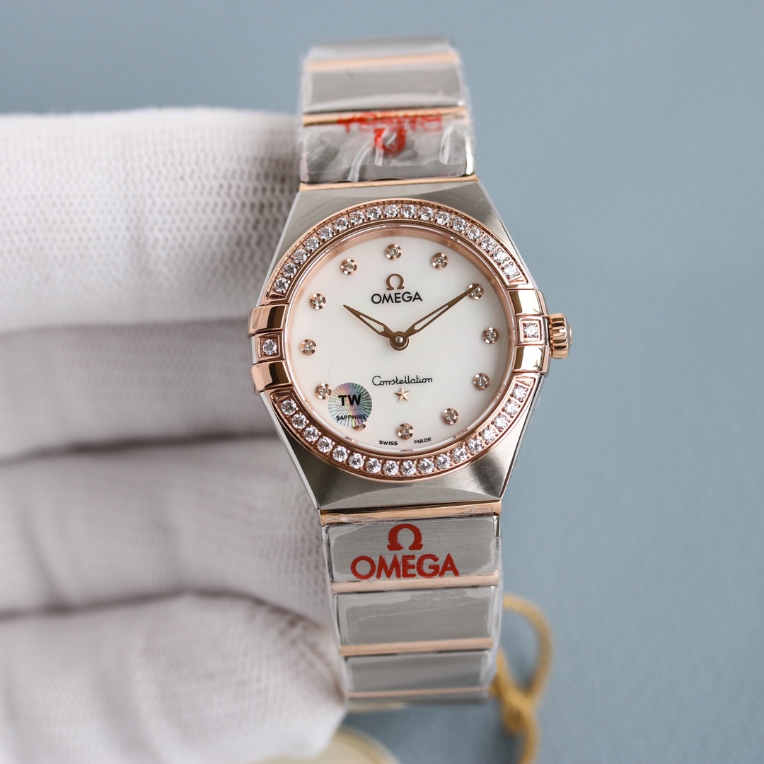 Omega Tw 28 mm quartz Original Mold Opening. 1 Movement 2quartz 3watch Strap Logo 18k 4watch Case ,waterproof 5 6 Air 7