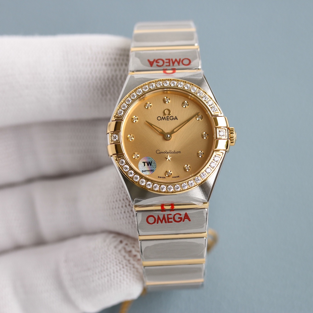 Omega Tw 28 mm quartz Original Mold Opening. 1 Movement 2quartz 3watch Strap Logo 18k 4watch Case ,waterproof 5 6 Air 7