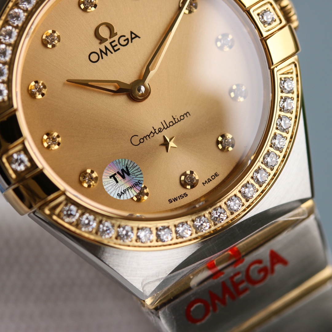 Omega Tw 28 mm quartz Original Mold Opening. 1 Movement 2quartz 3watch Strap Logo 18k 4watch Case ,waterproof 5 6 Air 7