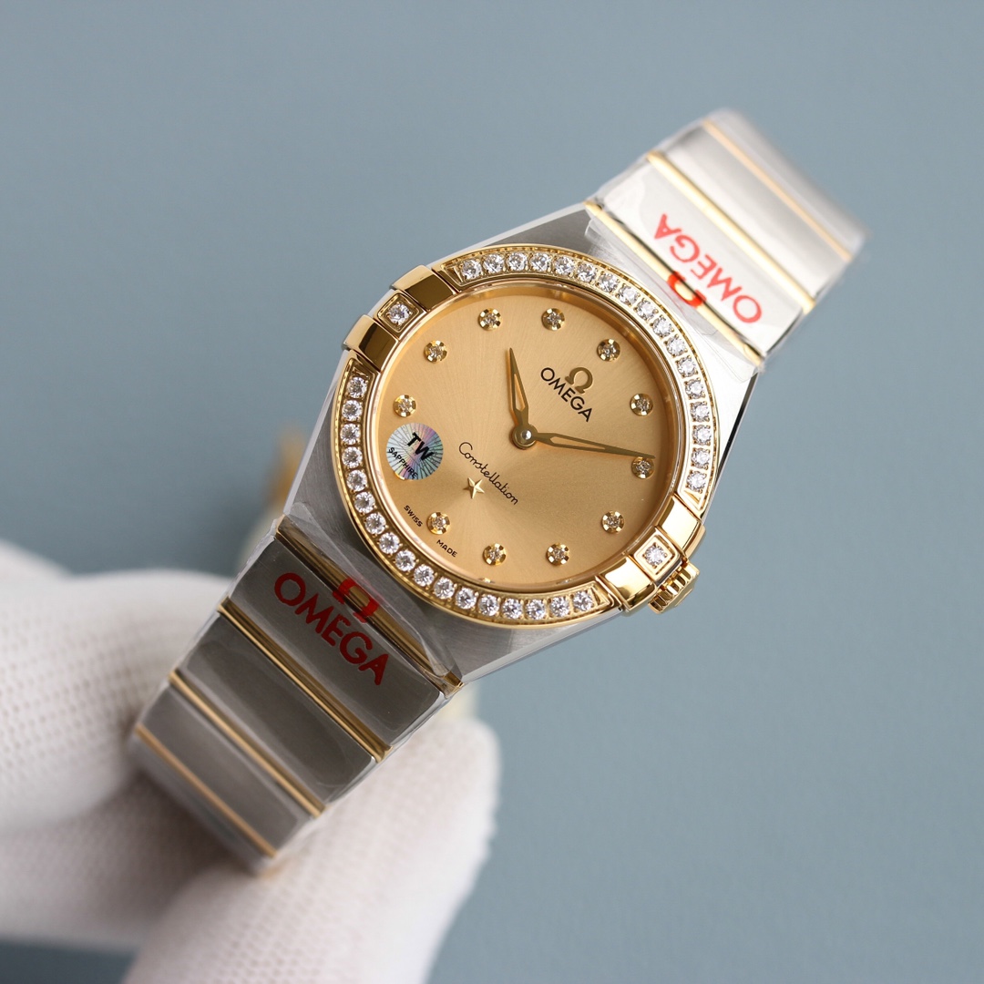 Omega Tw 28 mm quartz Original Mold Opening. 1 Movement 2quartz 3watch Strap Logo 18k 4watch Case ,waterproof 5 6 Air 7