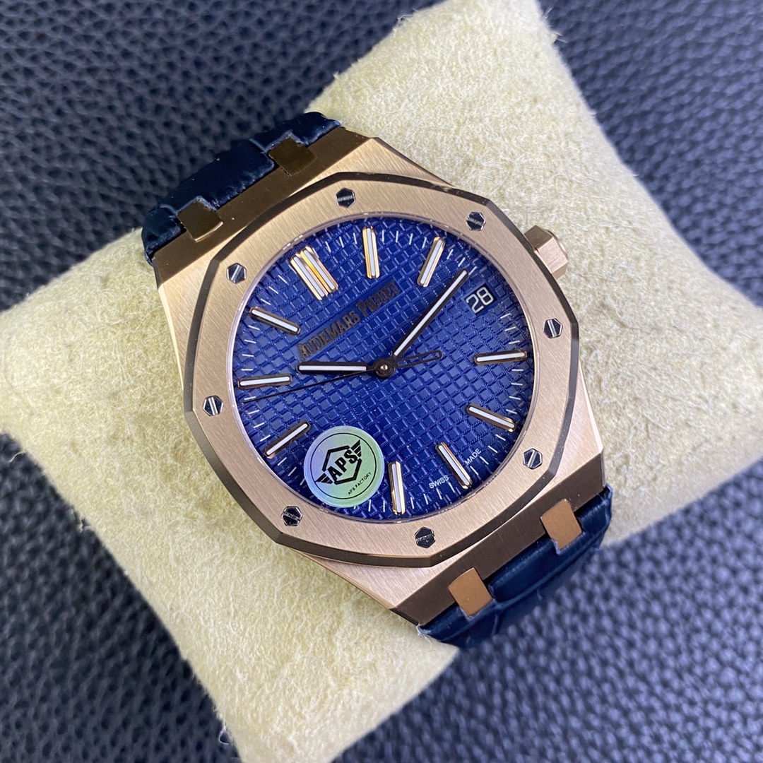 Audemars Piguet Aps 15510ap50 ,rose Gold Plated 4302 Movement, 72 --rose ,size 41x10.4 Watch Case .steel Strap Dial