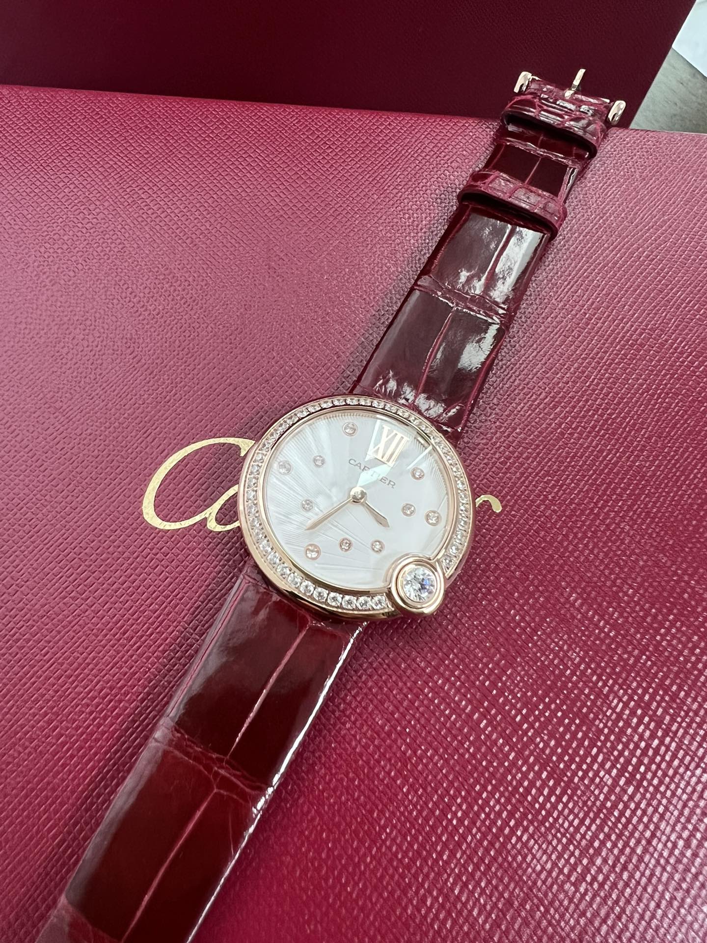 Cartier Drcartier Ballon Blanc Size30 mm Quartzmovement Watch Strap Diamond