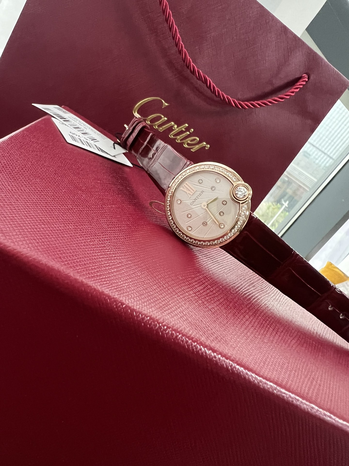 Cartier Drcartier Ballon Blanc Size30 mm Quartzmovement Watch Strap Diamond