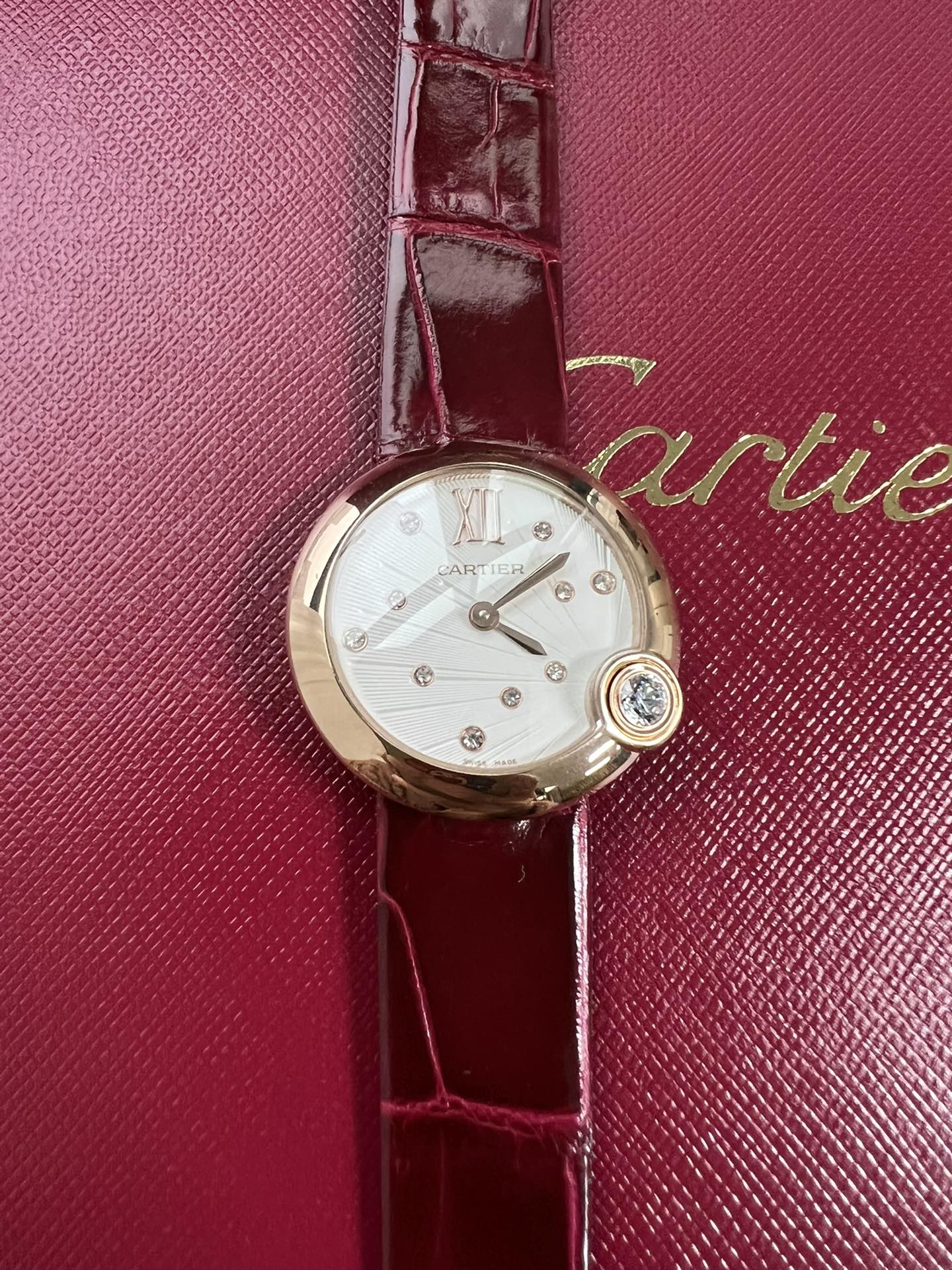 Cartier Drcartier Ballon Blanc Size30 mm Quartzmovement Watch Strap Diamond