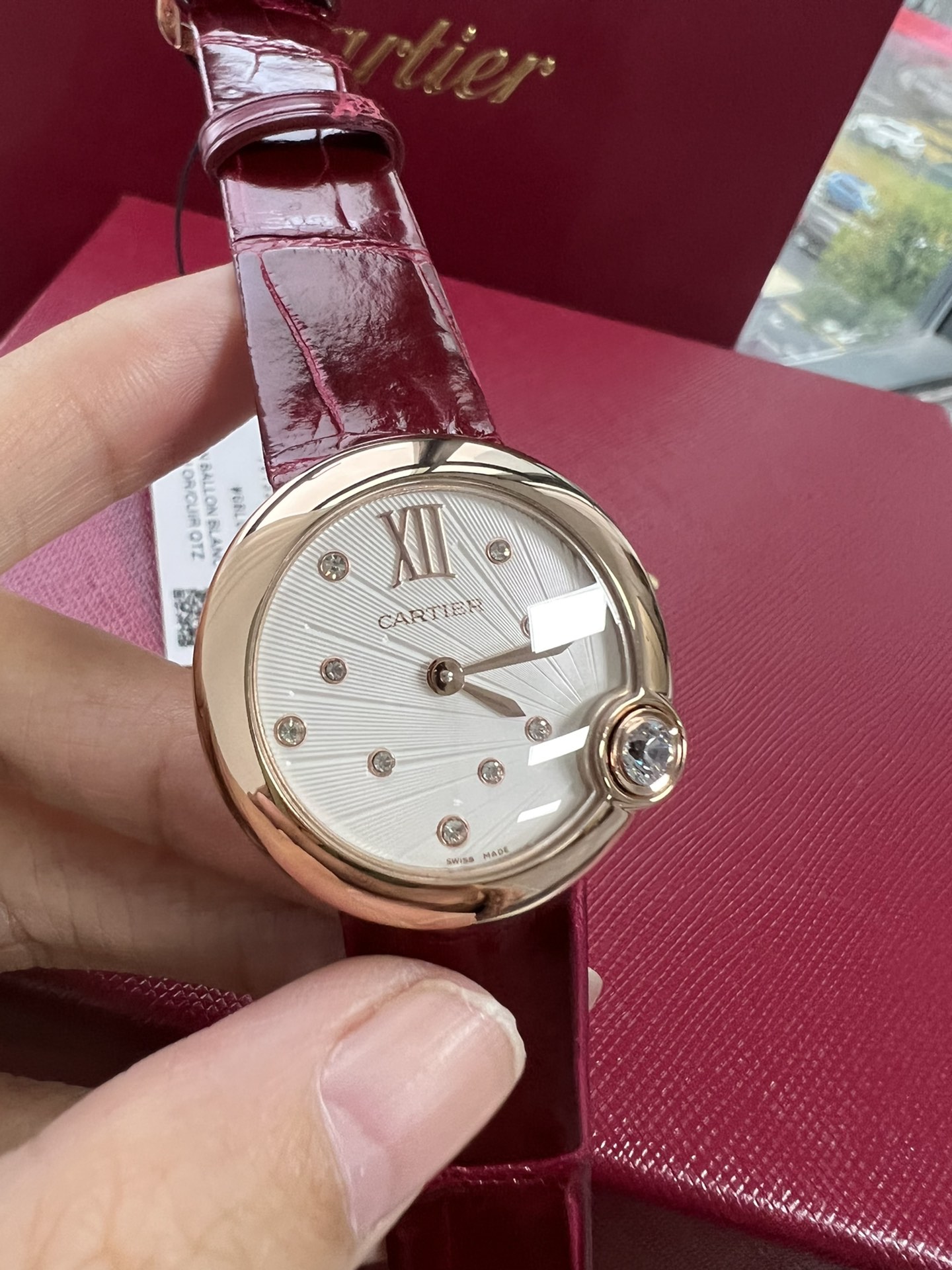 Cartier Drcartier Ballon Blanc Size30 mm Quartzmovement Watch Strap Diamond