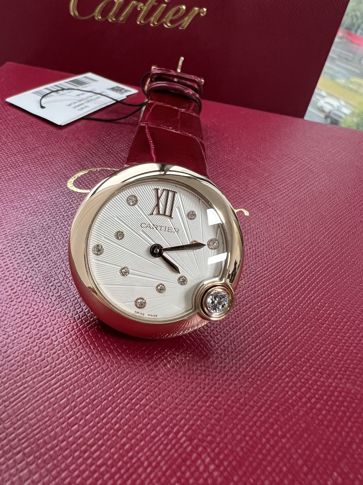 Cartier Drcartier Ballon Blanc Size30 mm Quartzmovement Watch Strap Diamond