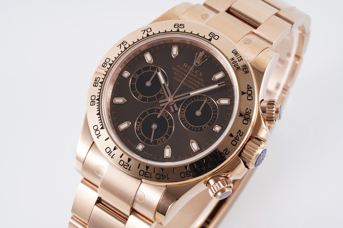 Rolex King Daytona 4130 A Original1 1 Size:40 mm 12.2 Watch Dial Luminouswatch Hands movement Ar 904lwatch Strap, Rose Gold Plated 18k