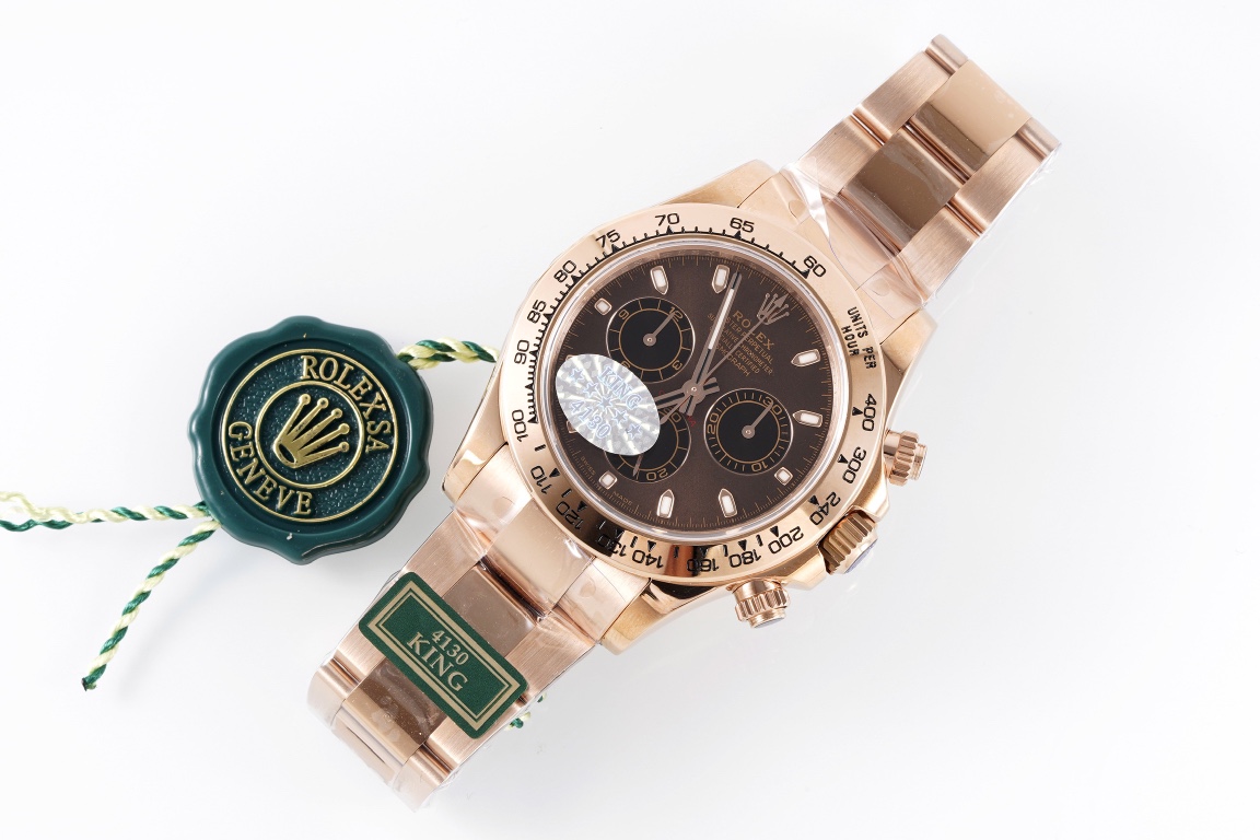 Rolex King Daytona 4130 A Original1 1 Size:40 mm 12.2 Watch Dial Luminouswatch Hands movement Ar 904lwatch Strap, Rose Gold Plated 18k
