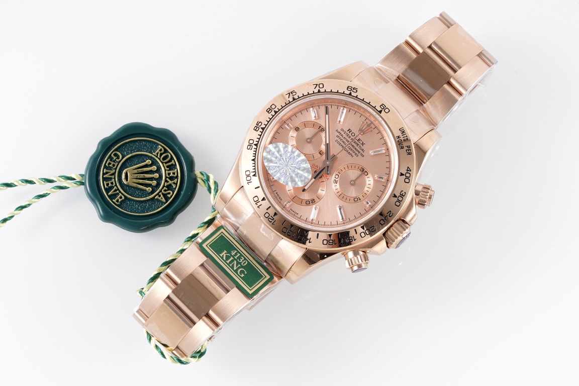 Rolex King Daytona 4130 Original1 1 Size:40 mm 12.2 Watch Dial Luminouswatch Hands movement Ar 904lwatch Strap, Rose Gold Plated 18k