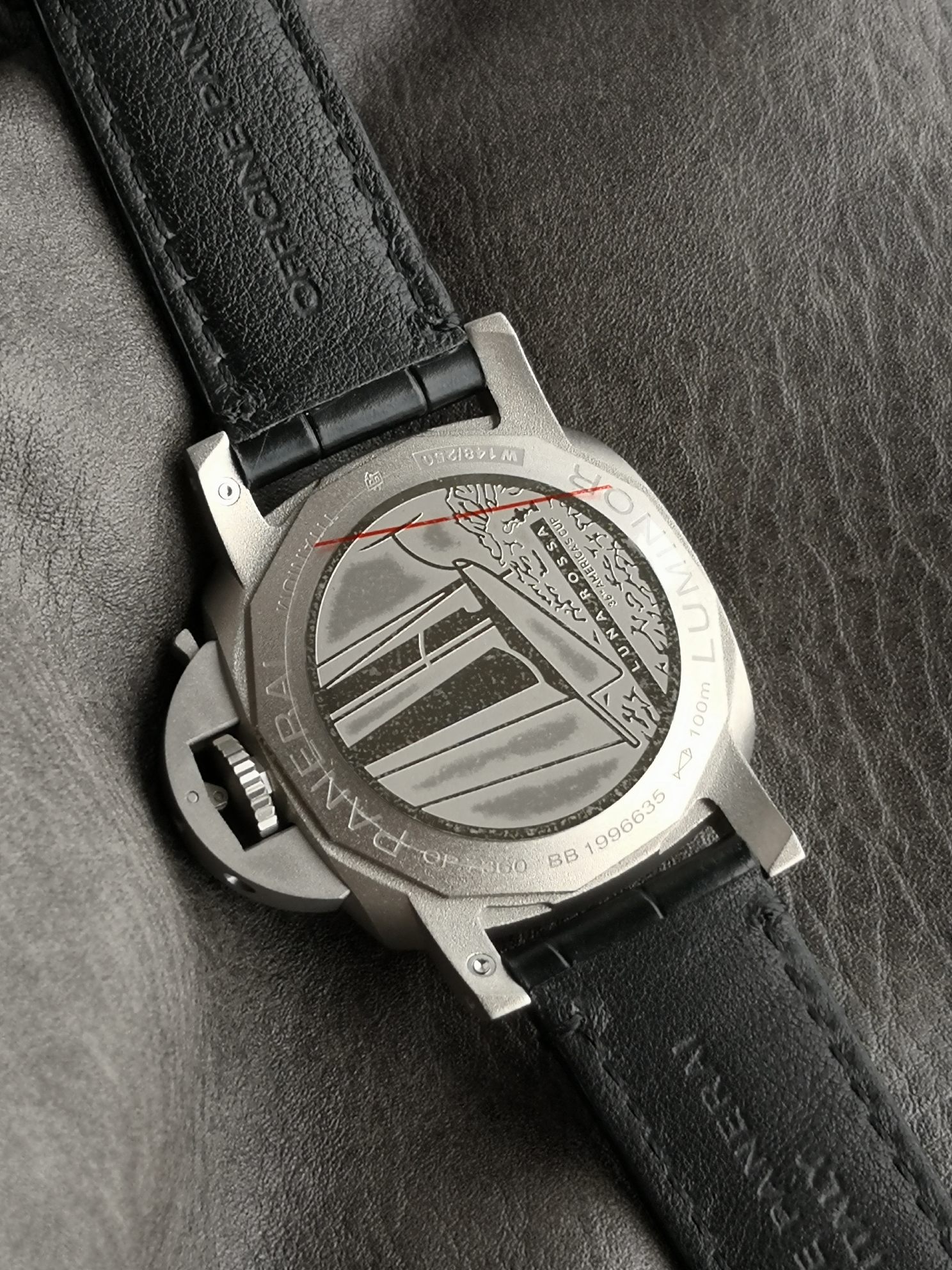 Panerai Sb Pam01096 ,titaniumwatch Case Watch Strap,scafotech Tm Dial, Super-luminova Luminous Luna Rossa Challenger 36th Americas Cup P.9010/gmt Movement,42