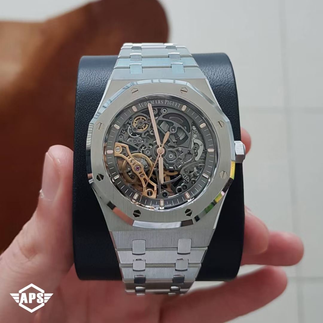 Audemars Piguet Apsaudemars 15407st.oo.1220st.01mensmechanical Calibre 3132 Movement,41 mm diameter,thickness9.9 Watch Dial Rose Gold Plated Handswatch Crystal Sapphire