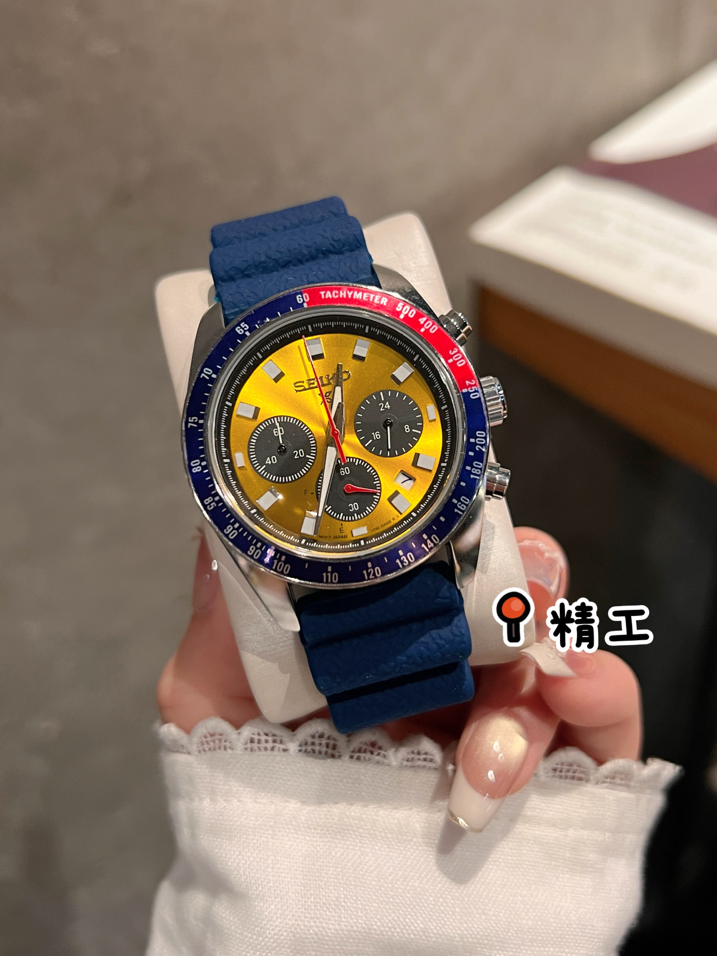 95 SEIKO Hardlex Crystal Powered by original 6-hand quartz movement.Diameter 40.6 mm Solid Case Back 316 Stainless Steel Case Rubber Strap with Butterfly Deployant Clasp Minimalist & Stylish Elegant Lifestyle!_16
