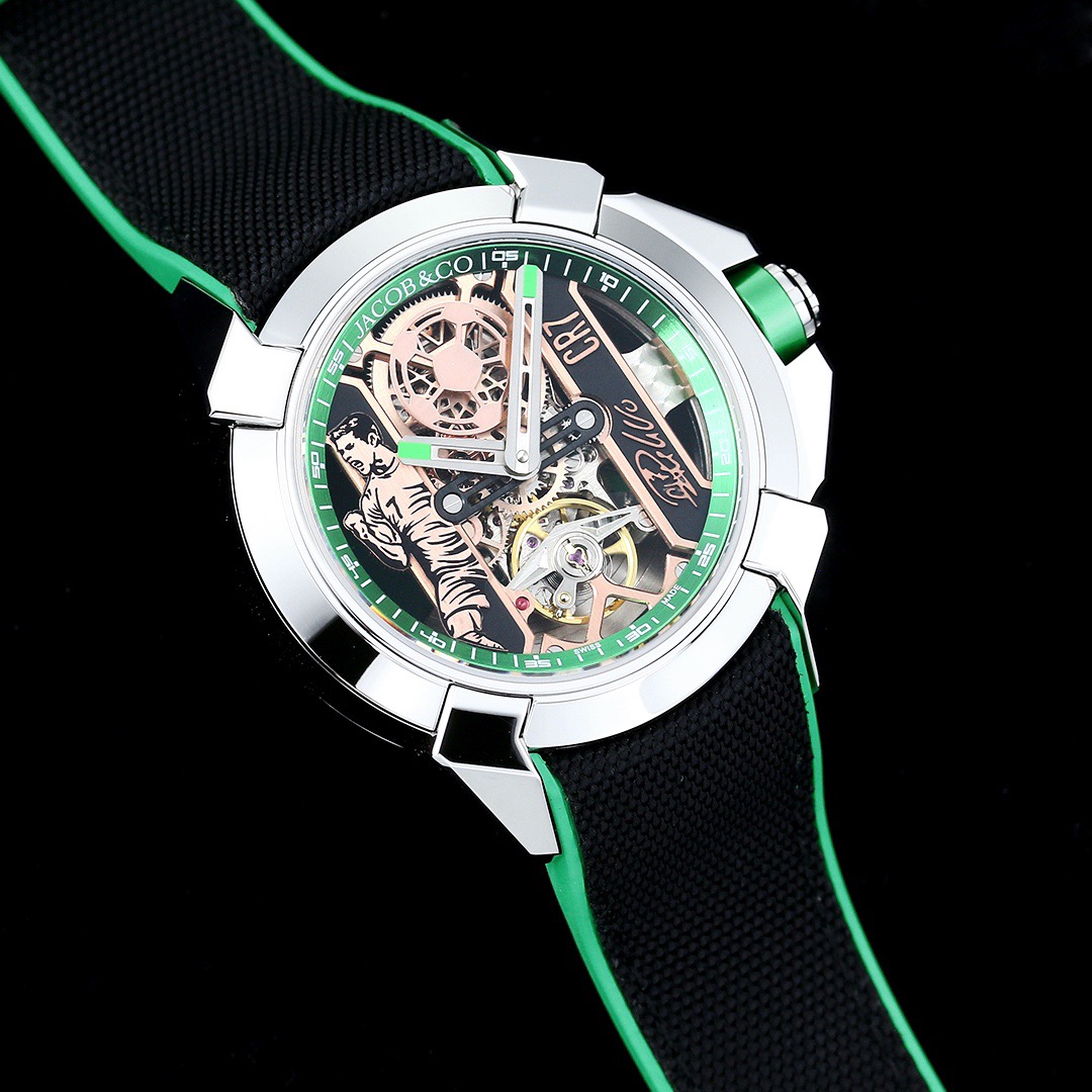 Jacob & Co Epic X CR7 Limited Edition Skeleton Automatic Mechanical Watch Cristiano Ronaldo Signature Dial 44mm
