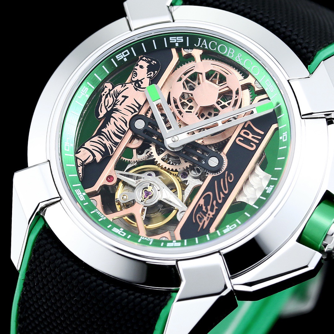 Jacob & Co Epic X CR7 Limited Edition Skeleton Automatic Mechanical Watch Cristiano Ronaldo Signature Dial 44mm
