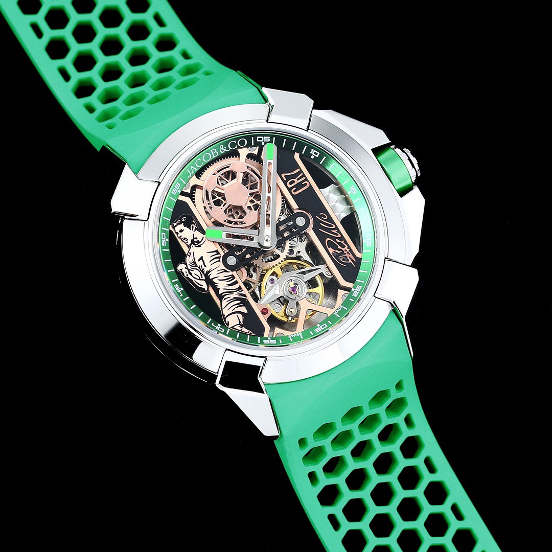 Jacob & Co Epic X CR7 Limited Edition Skeleton Automatic Mechanical Watch Cristiano Ronaldo Signature Dial 44mm