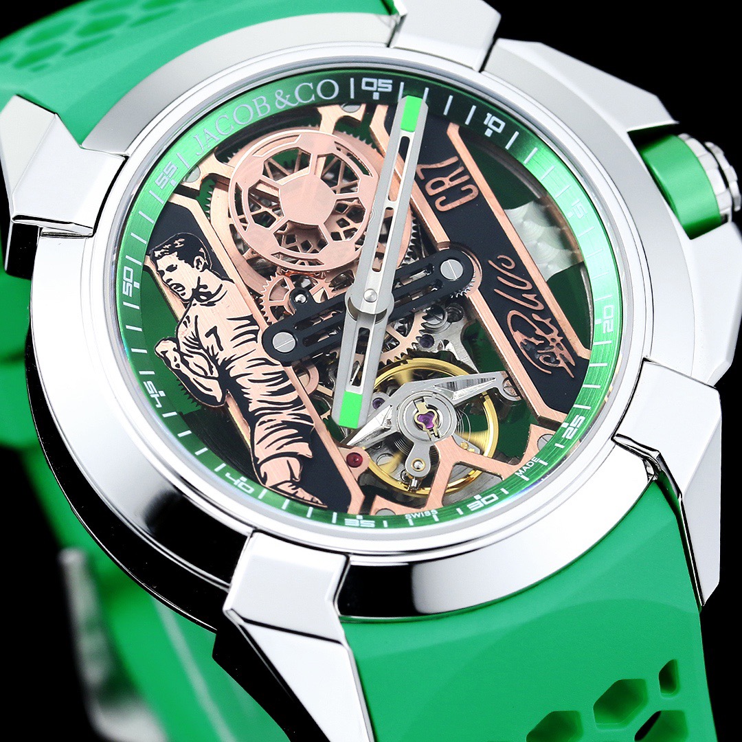 Jacob & Co Epic X CR7 Limited Edition Skeleton Automatic Mechanical Watch Cristiano Ronaldo Signature Dial 44mm