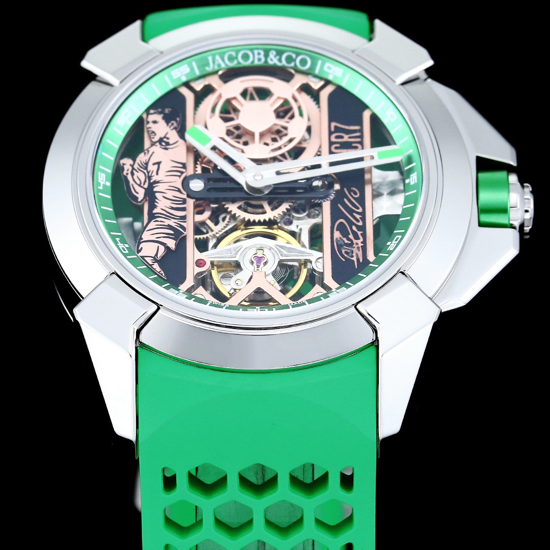 Jacob & Co Epic X CR7 Limited Edition Skeleton Automatic Mechanical Watch Cristiano Ronaldo Signature Dial 44mm