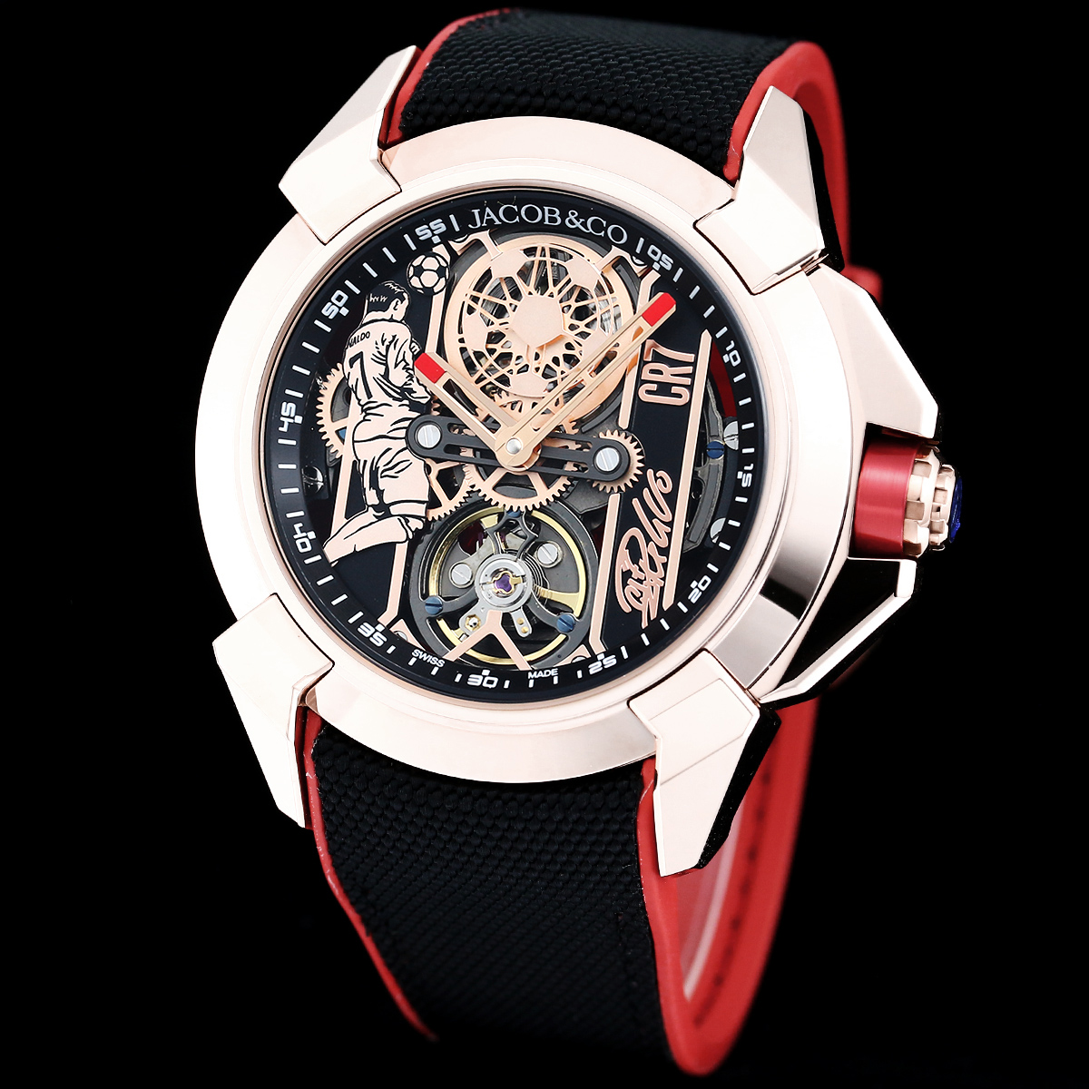 Jacob & Co Epic X CR7 Limited Edition Skeleton Automatic Mechanical Watch Cristiano Ronaldo Signature Dial 44mm