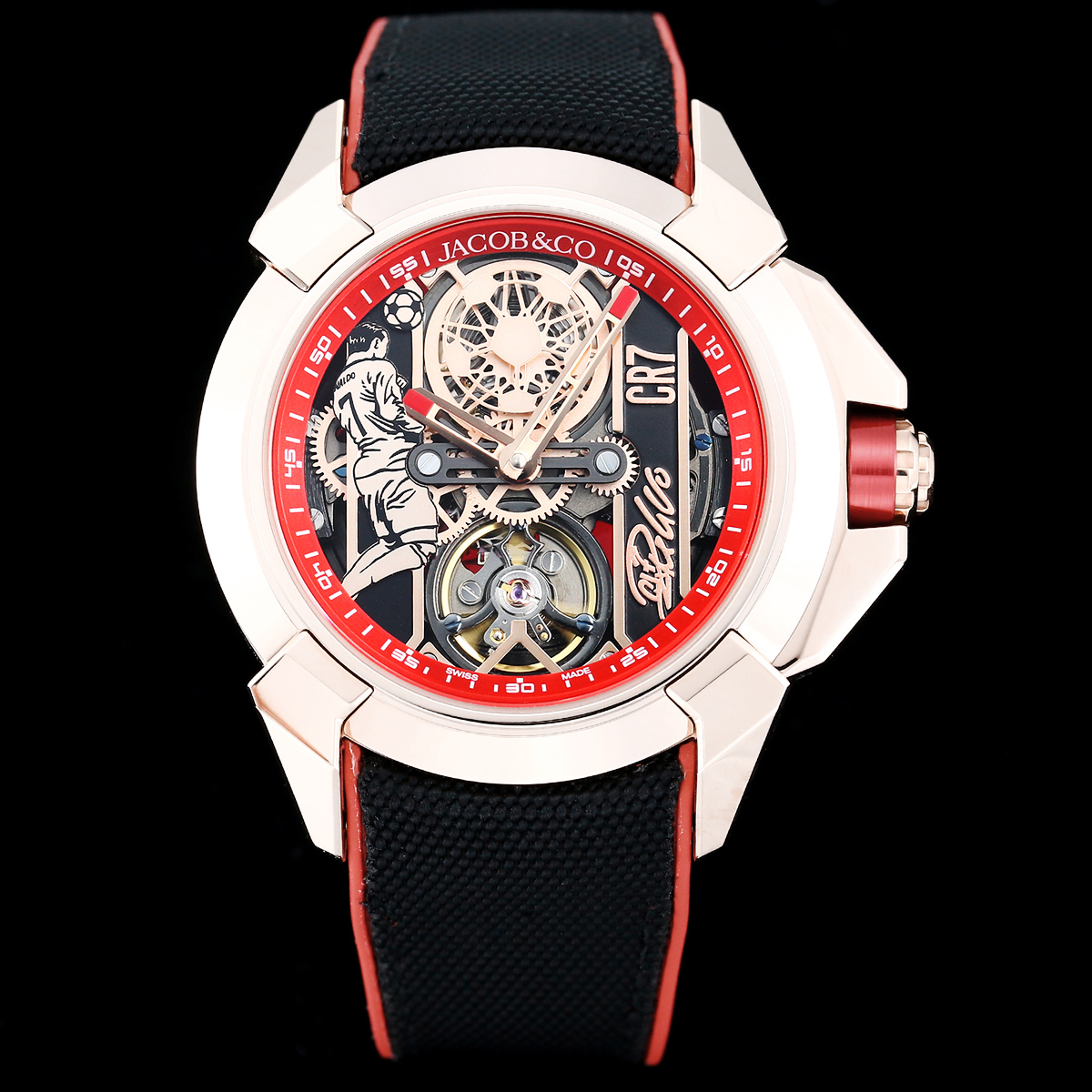 Jacob & Co Epic X CR7 Limited Edition Skeleton Automatic Mechanical Watch Cristiano Ronaldo Signature Dial 44mm