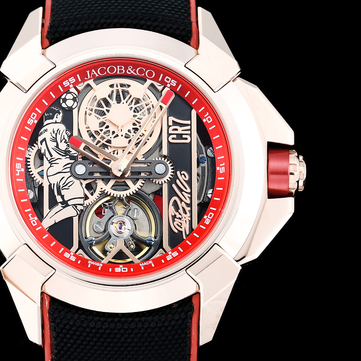 Jacob & Co Epic X CR7 Limited Edition Skeleton Automatic Mechanical Watch Cristiano Ronaldo Signature Dial 44mm