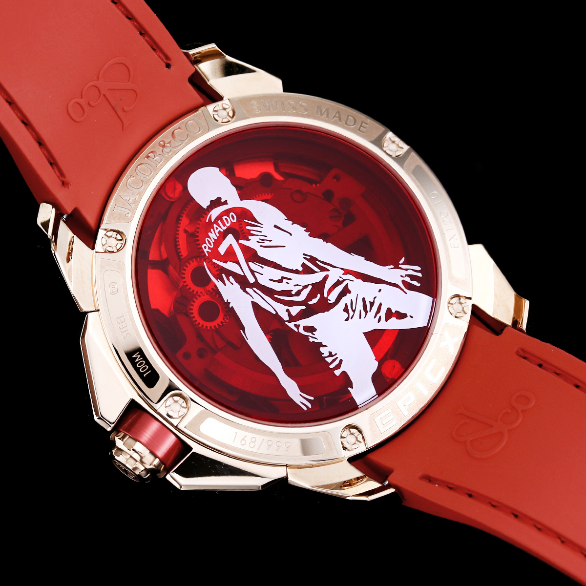 Jacob & Co Epic X CR7 Limited Edition Skeleton Automatic Mechanical Watch Cristiano Ronaldo Signature Dial 44mm