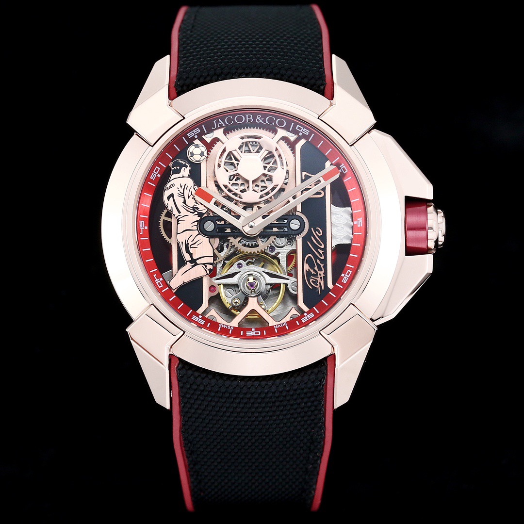 Jacob & Co Epic X CR7 Limited Edition Skeleton Automatic Mechanical Watch Cristiano Ronaldo Signature Dial 44mm