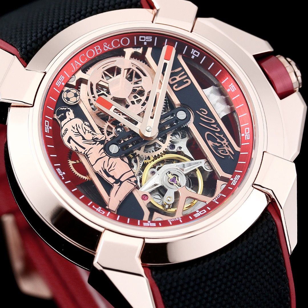 Jacob & Co Epic X CR7 Limited Edition Skeleton Automatic Mechanical Watch Cristiano Ronaldo Signature Dial 44mm