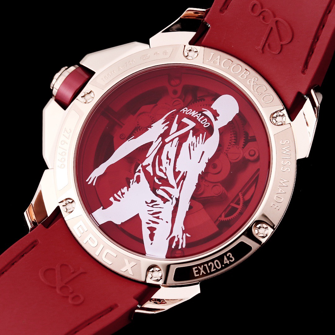 Jacob & Co Epic X CR7 Limited Edition Skeleton Automatic Mechanical Watch Cristiano Ronaldo Signature Dial 44mm