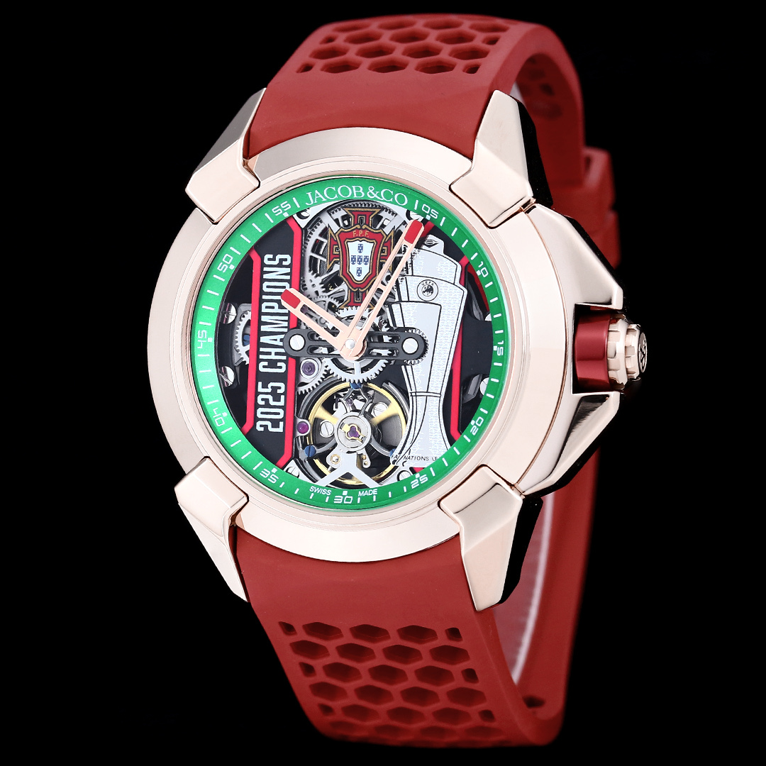 Jacob & Co Epic X CR7 Limited Edition Skeleton Automatic Mechanical Watch Cristiano Ronaldo Signature Dial 44mm