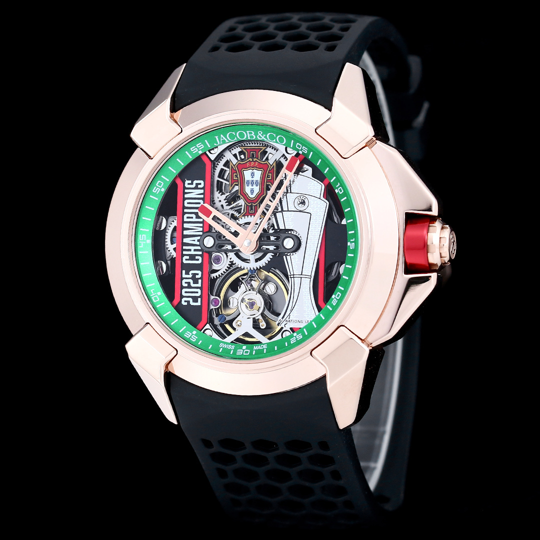 Jacob & Co Epic X CR7 Limited Edition Skeleton Automatic Mechanical Watch Cristiano Ronaldo Signature Dial 44mm