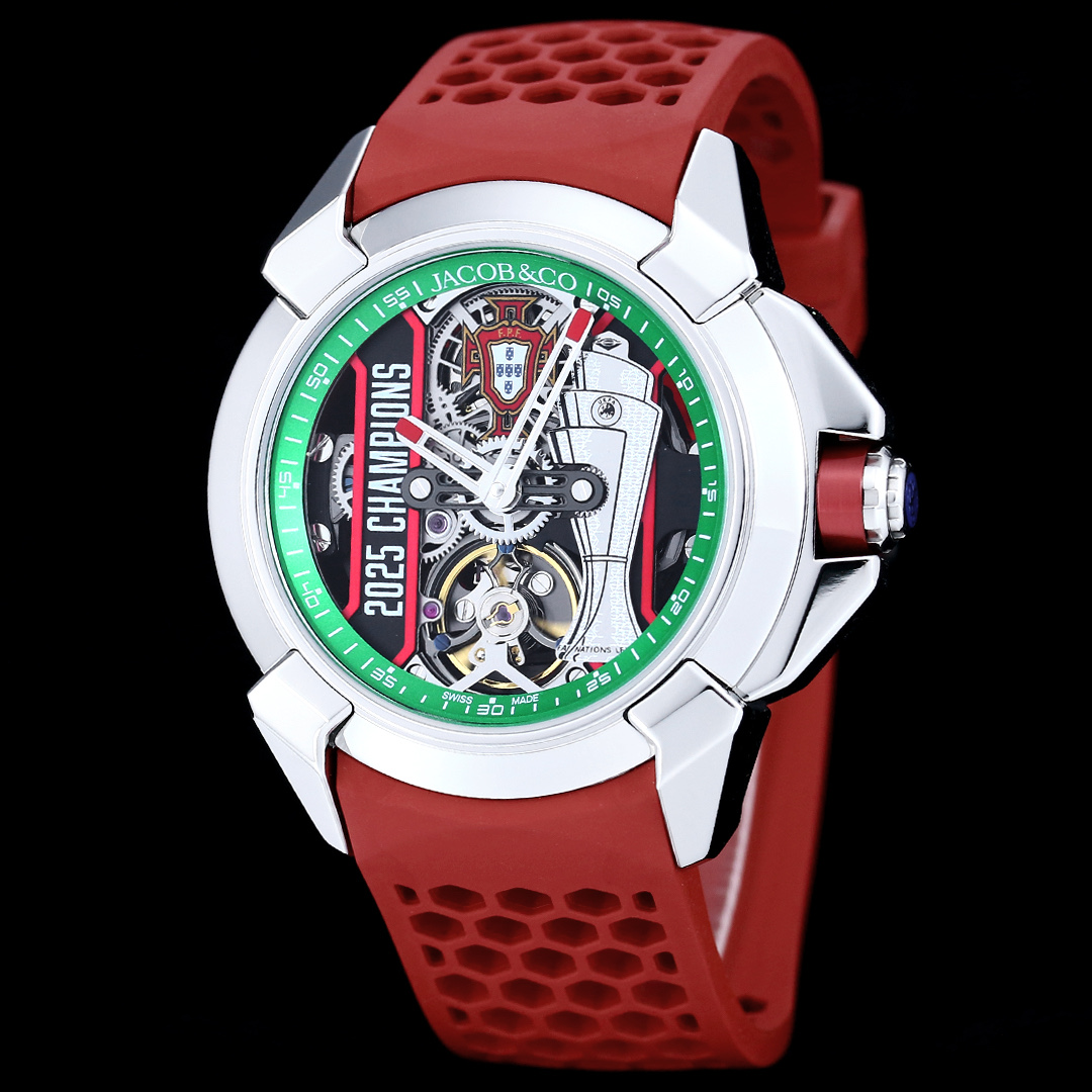 Jacob & Co Epic X CR7 Limited Edition Skeleton Automatic Mechanical Watch Cristiano Ronaldo Signature Dial 44mm