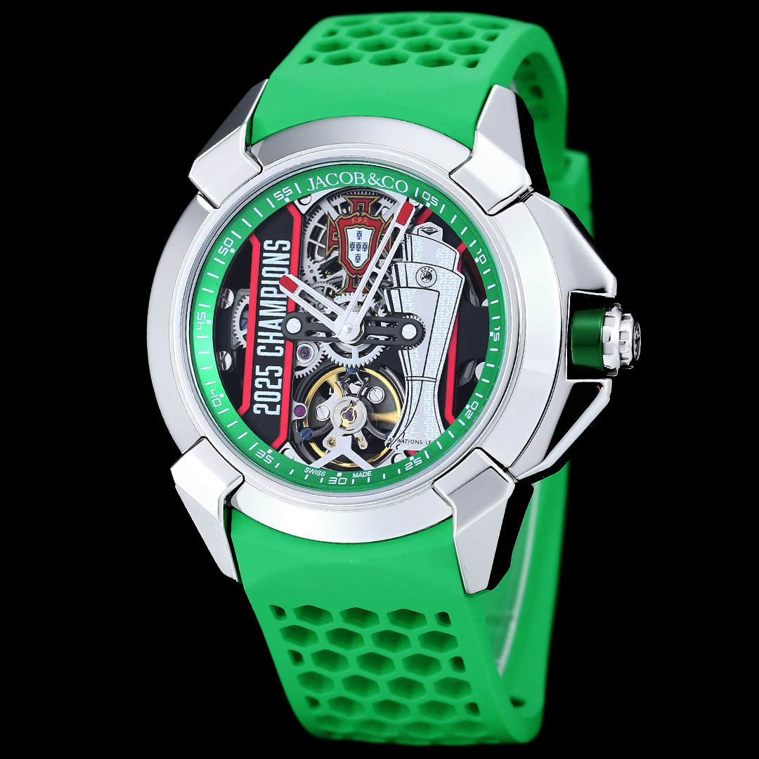 Jacob & Co Epic X CR7 Limited Edition Skeleton Automatic Mechanical Watch Cristiano Ronaldo Signature Dial 44mm