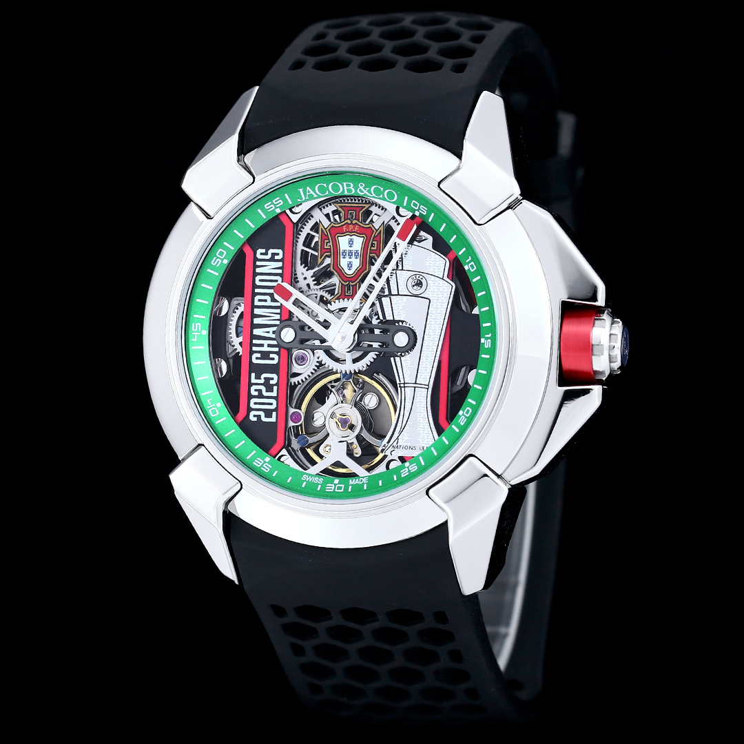 Jacob & Co Epic X CR7 Limited Edition Skeleton Automatic Mechanical Watch Cristiano Ronaldo Signature Dial 44mm