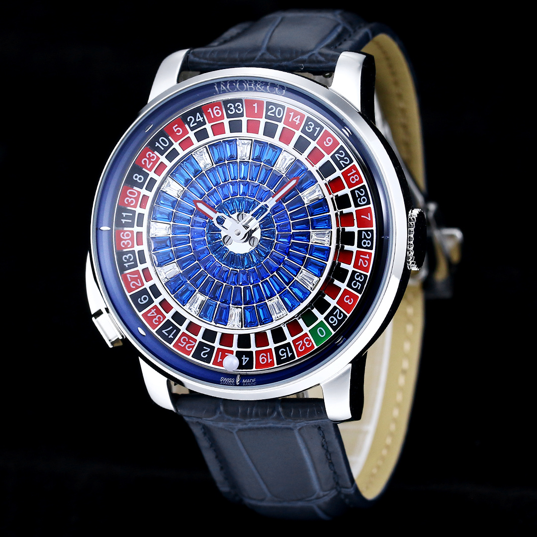 Jacob & Co Casino Tourbillon Roulette Watch Neymar Edition Swiss Automatic Mechanical Watch 44mm