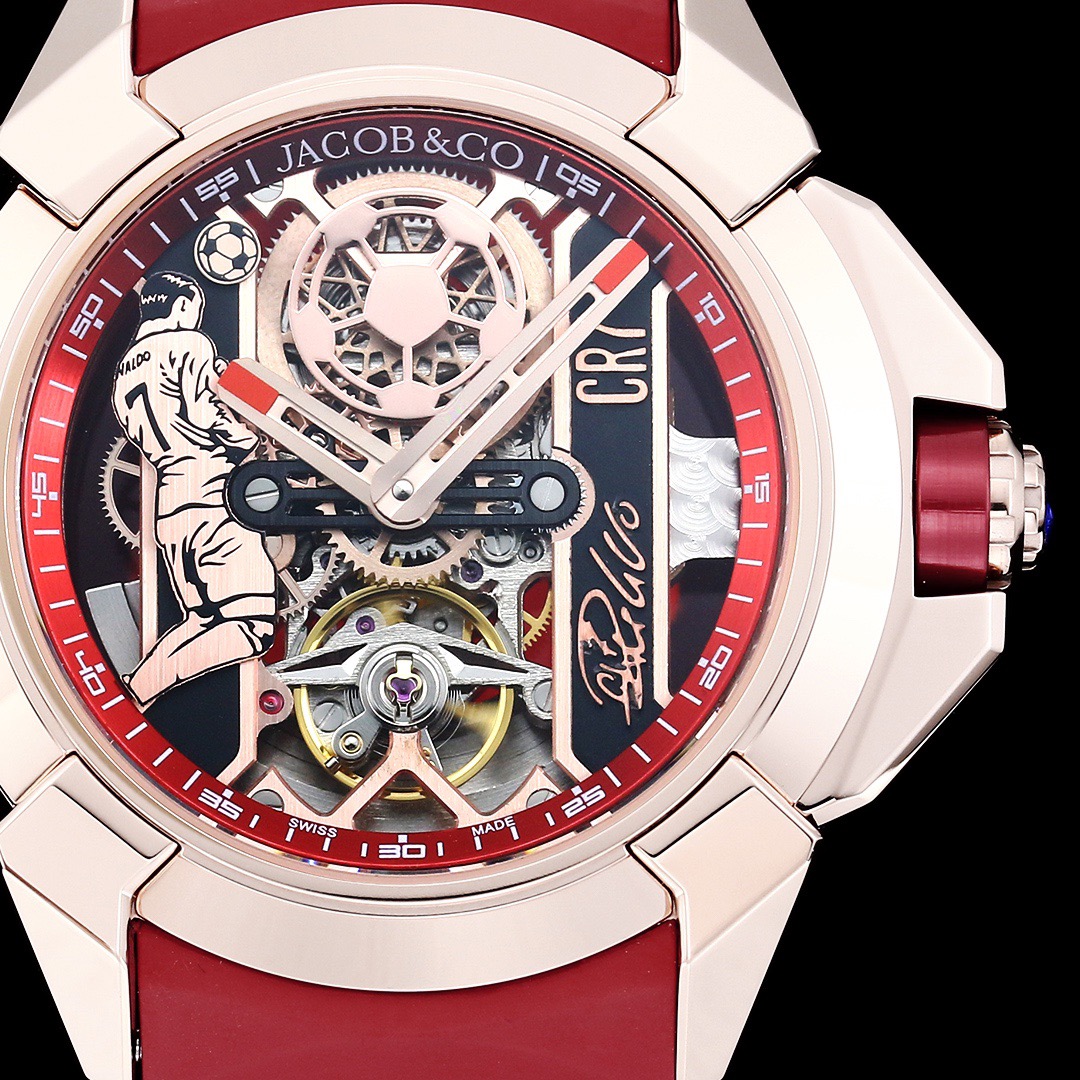 Jacob & Co Epic X CR7 Limited Edition Skeleton Automatic Mechanical Watch Cristiano Ronaldo Signature Dial 44mm