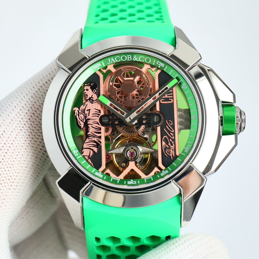 Jacob & Co Epic X CR7 Limited Edition Skeleton Automatic Mechanical Watch Cristiano Ronaldo Signature Dial 44mm