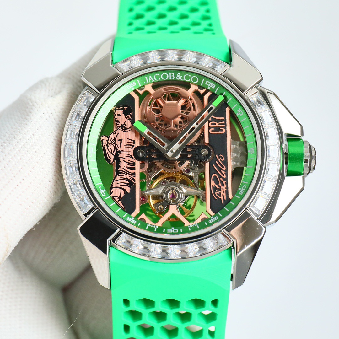 Jacob & Co Epic X CR7 Limited Edition Skeleton Automatic Mechanical Watch Cristiano Ronaldo Signature Dial 44mm