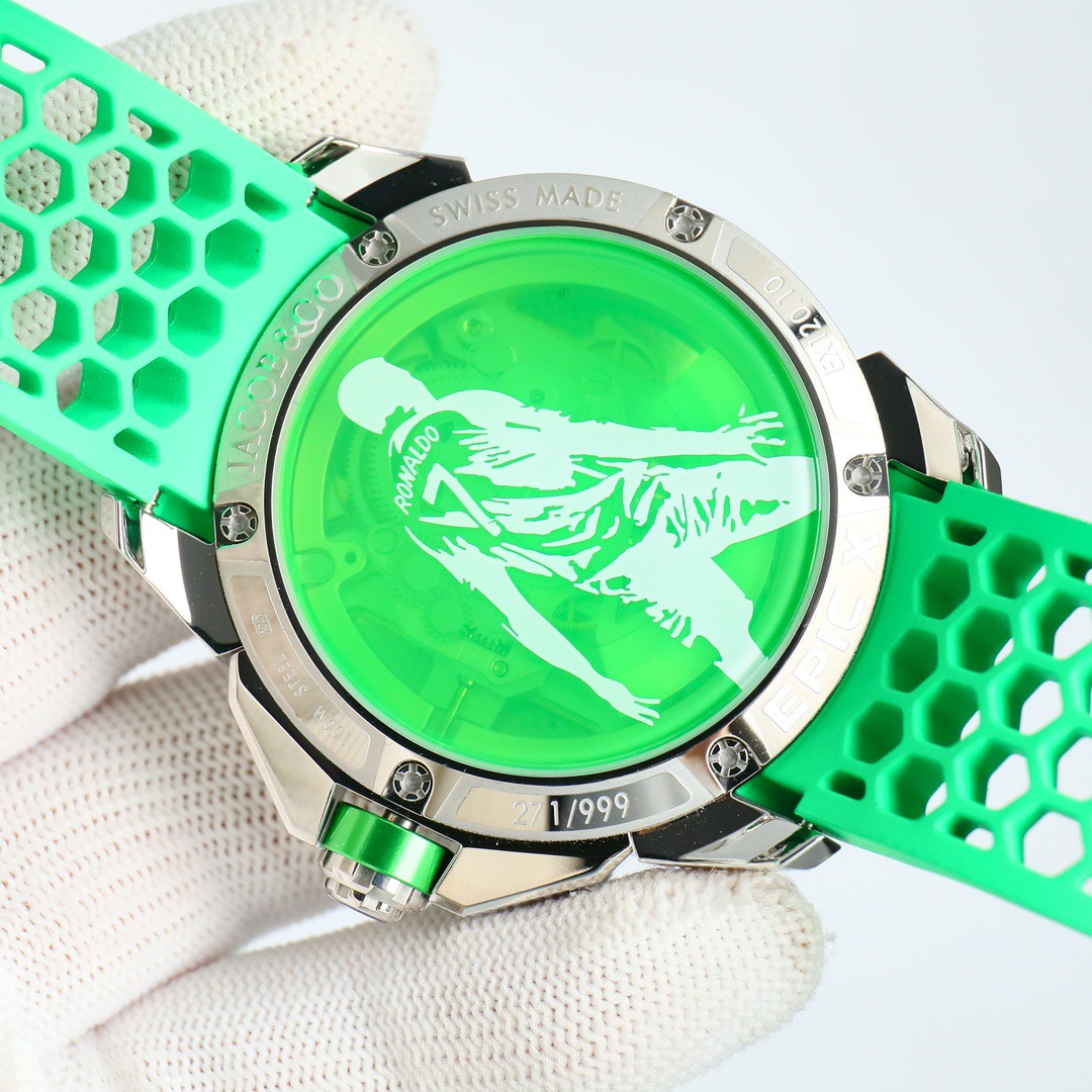Jacob & Co Epic X CR7 Limited Edition Skeleton Automatic Mechanical Watch Cristiano Ronaldo Signature Dial 44mm