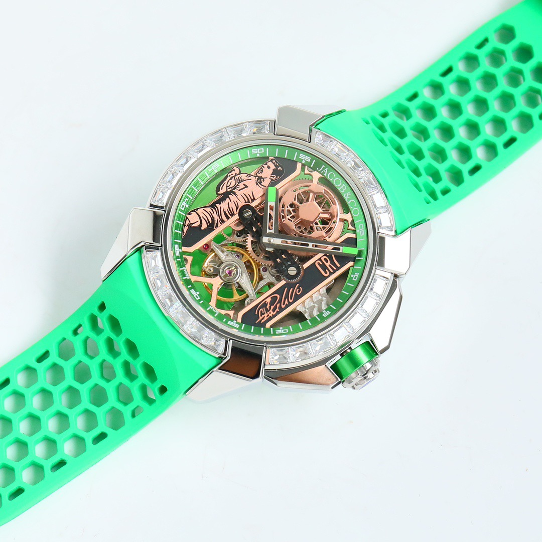 Jacob & Co Epic X CR7 Limited Edition Skeleton Automatic Mechanical Watch Cristiano Ronaldo Signature Dial 44mm