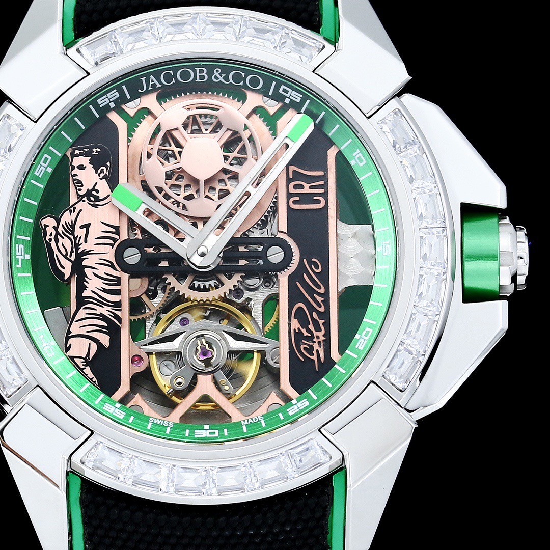 Jacob & Co Epic X CR7 Limited Edition Skeleton Automatic Mechanical Watch Cristiano Ronaldo Signature Dial 44mm