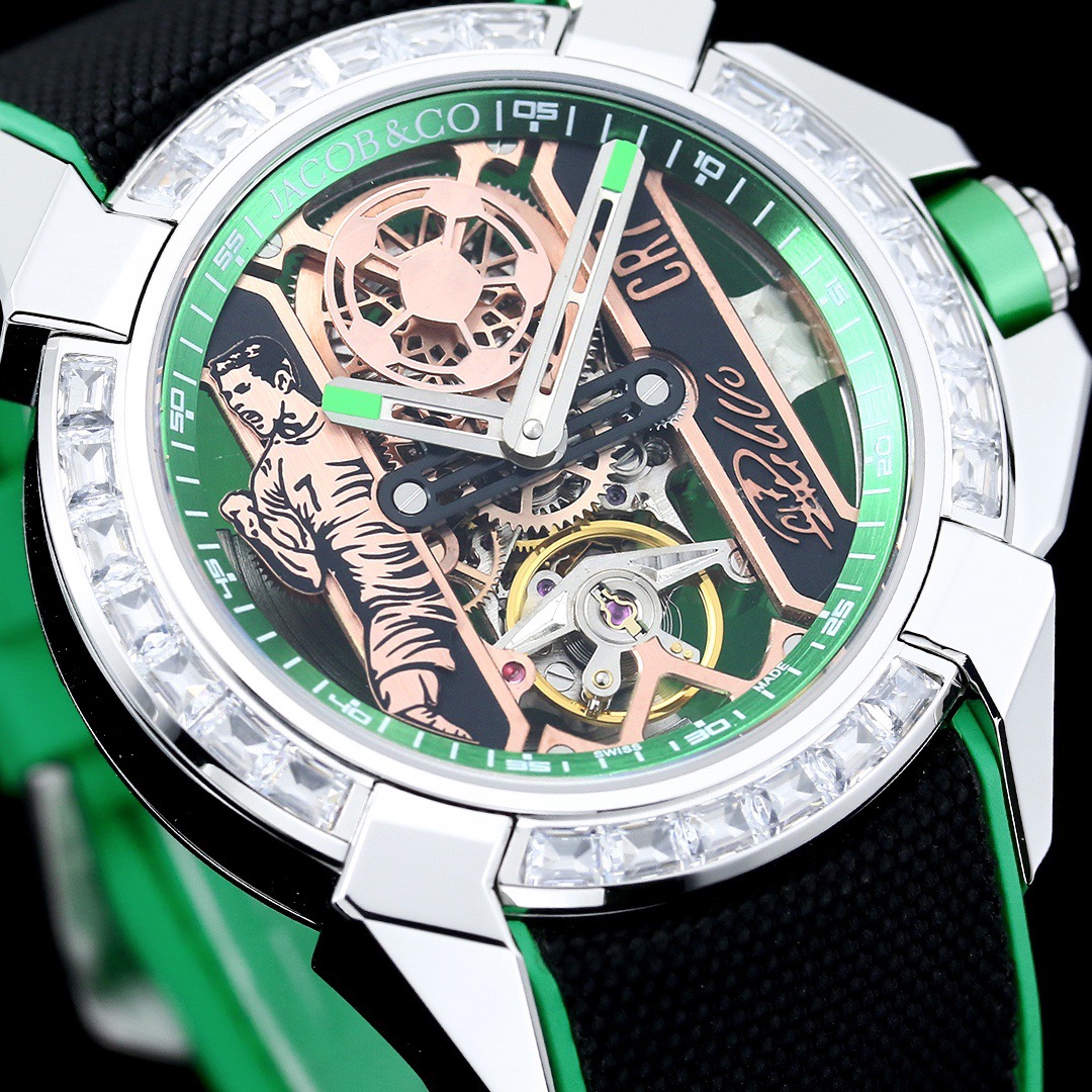 Jacob & Co Epic X CR7 Limited Edition Skeleton Automatic Mechanical Watch Cristiano Ronaldo Signature Dial 44mm