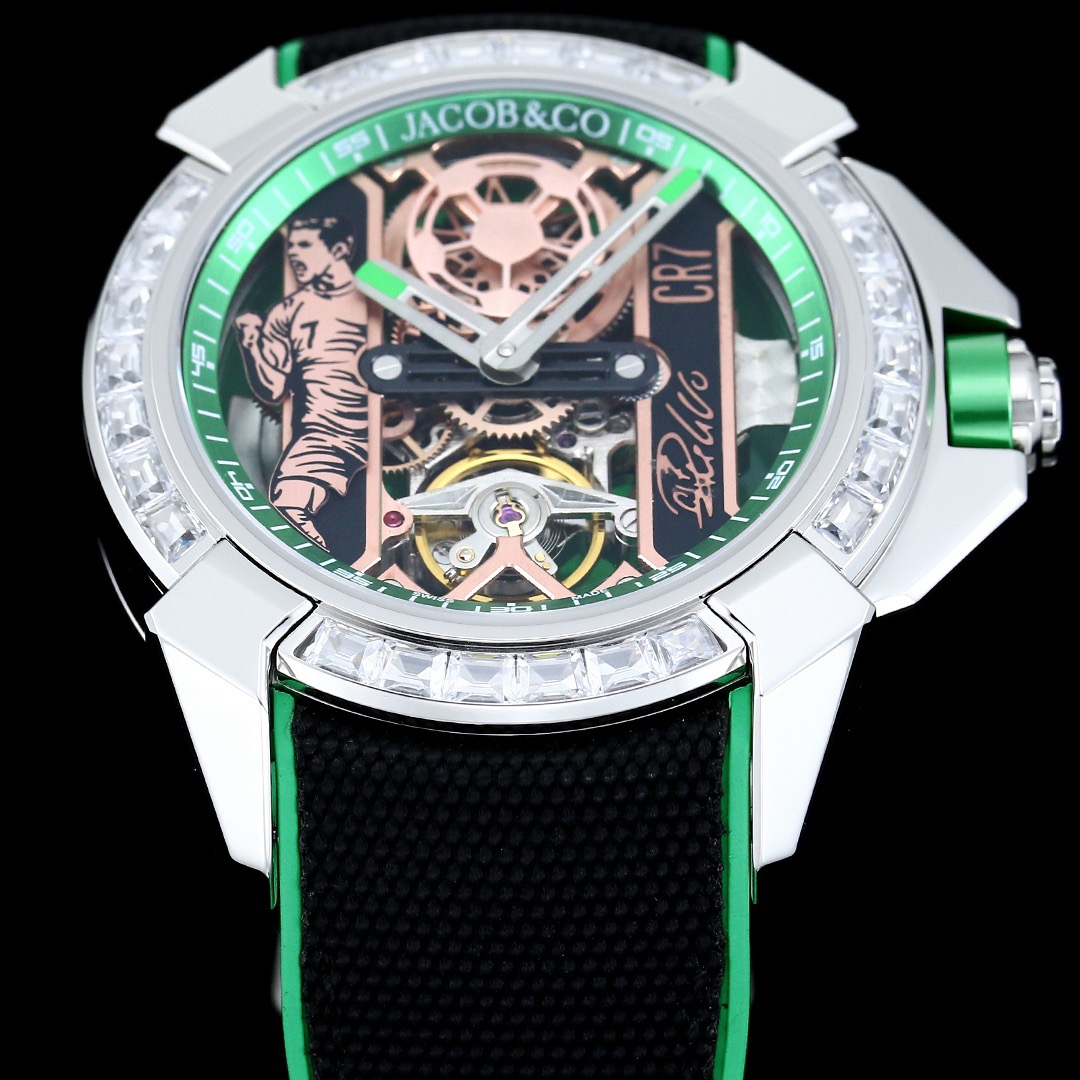 Jacob & Co Epic X CR7 Limited Edition Skeleton Automatic Mechanical Watch Cristiano Ronaldo Signature Dial 44mm