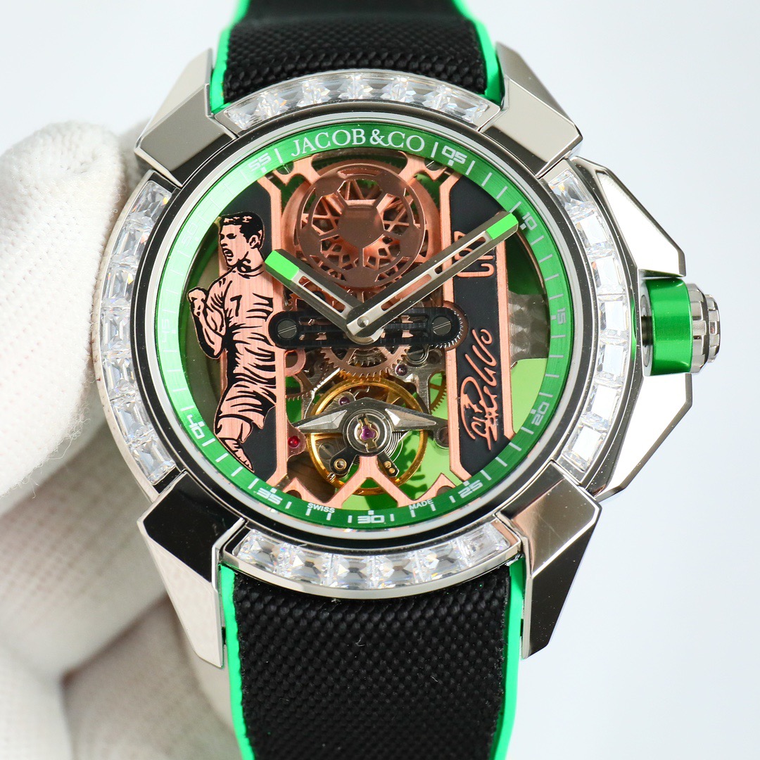 Jacob & Co Epic X CR7 Limited Edition Skeleton Automatic Mechanical Watch Cristiano Ronaldo Signature Dial 44mm