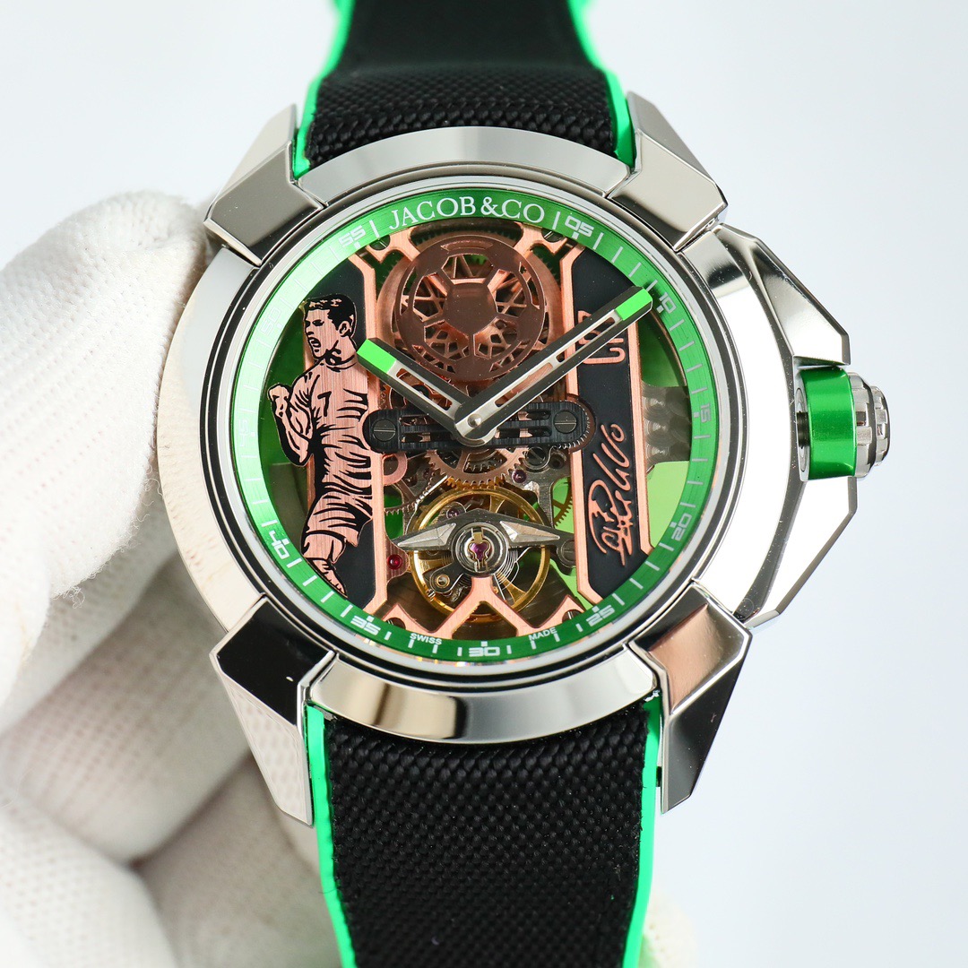 Jacob & Co Epic X CR7 Limited Edition Skeleton Automatic Mechanical Watch Cristiano Ronaldo Signature Dial 44mm