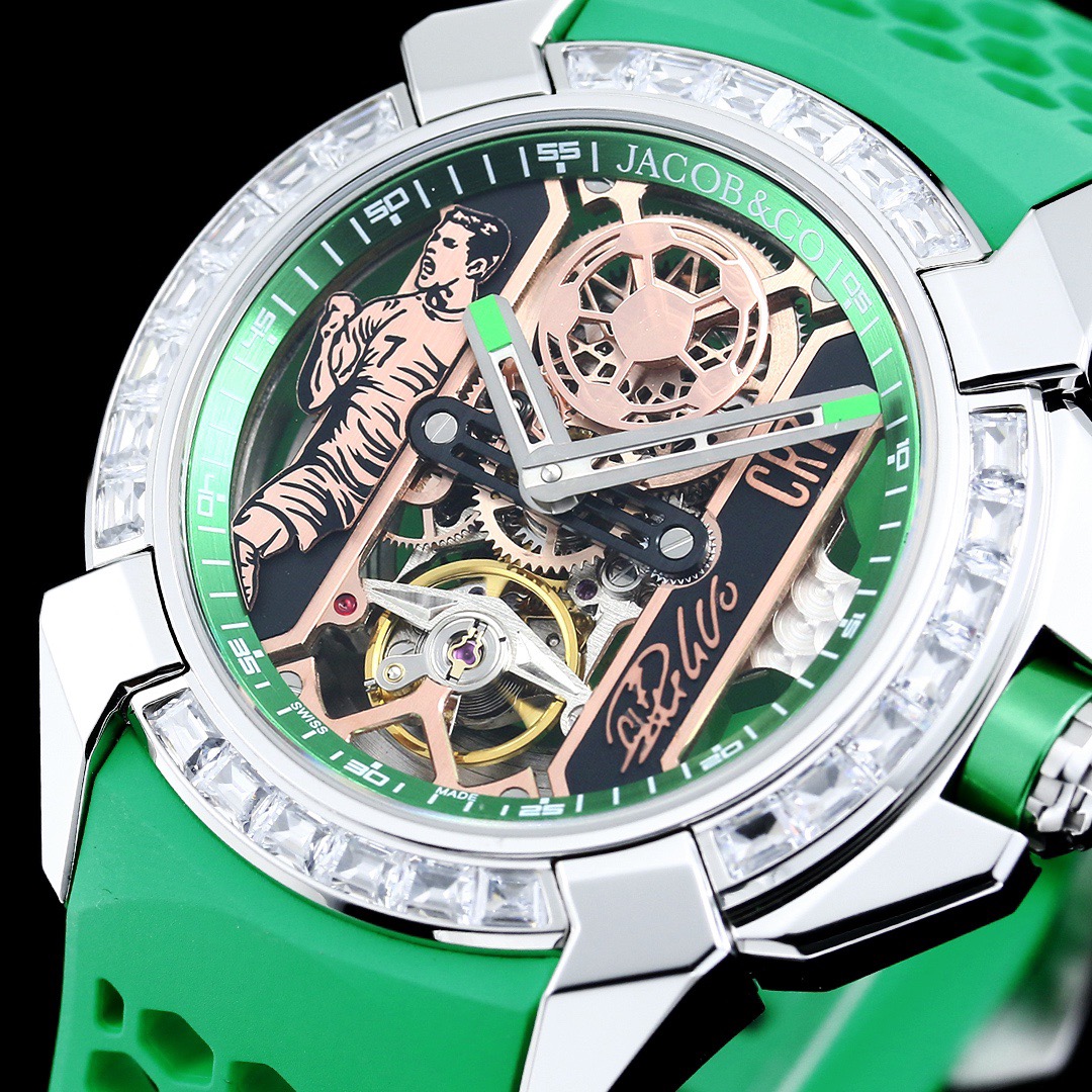 Jacob & Co Epic X CR7 Limited Edition Skeleton Automatic Mechanical Watch Cristiano Ronaldo Signature Dial 44mm